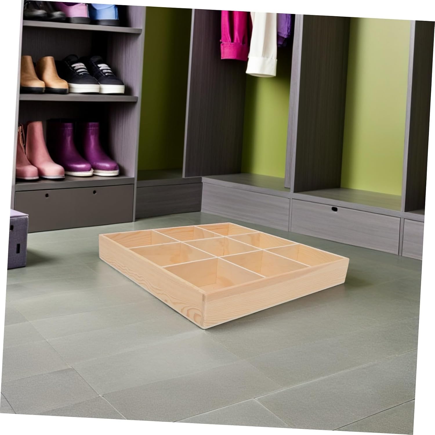 Wooden Drawer Organizer for Clothes and Accessories with 9 Spacious Compartments, Smooth Finish, and Elegant Design to Declutter Space in Home and Living Rooms