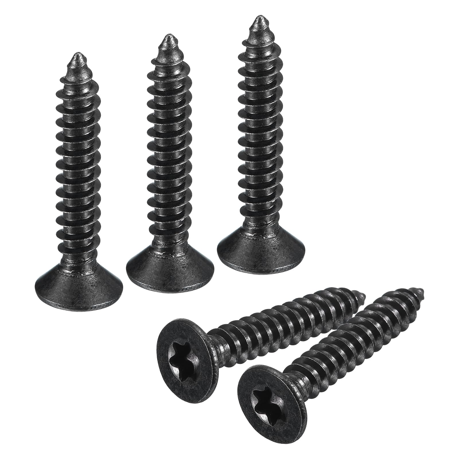 QUARKZMAN # 8 x wkręty do drewna z płaskimi łbami Torx/gwiazdkami, 50 sztuk stali nierdzewnej 304, pełny gwint, powlekane na czarno, wkręty samogwintujące pasują do bitów T20 do drewna, miękkiego
