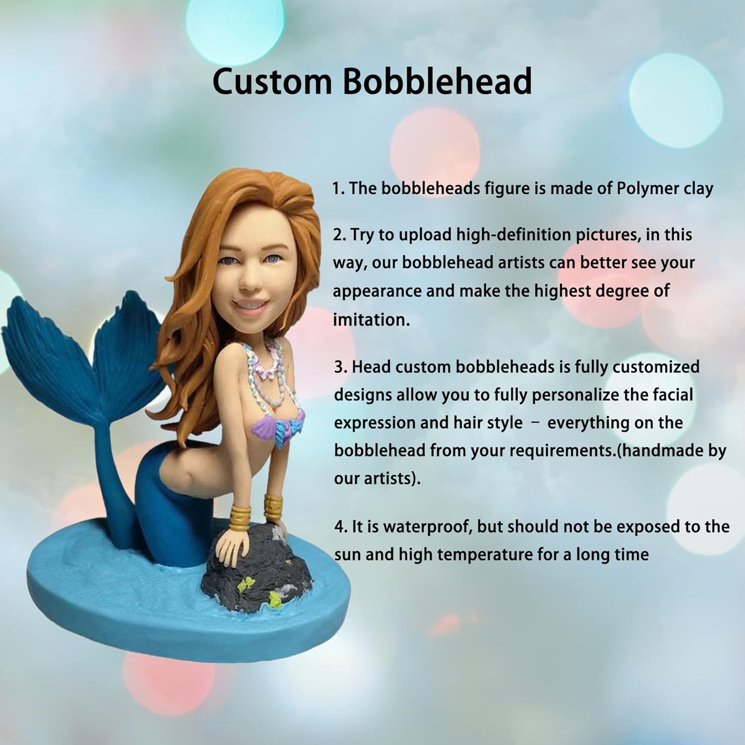 Custom Bobble-Heads Figurine Customized Doll, Lovely Little Baby Girl Custom Bobble Head, Bobble Head Figures Handmade Personalized Sculpture Gift for Girl