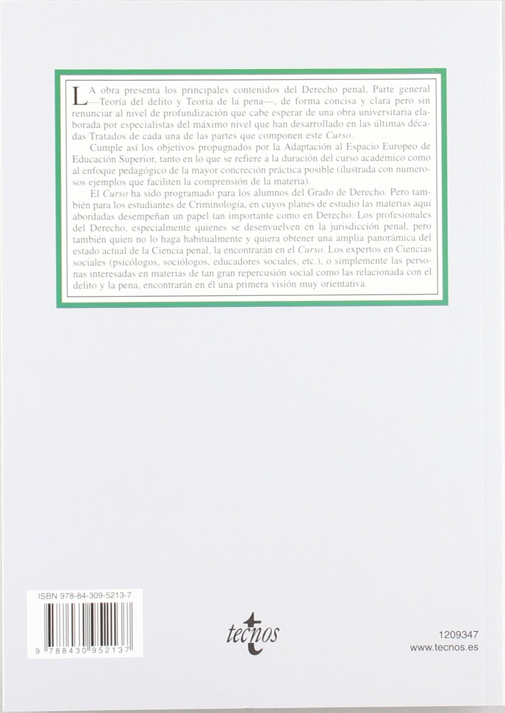 Curso de Derecho penal: Parte General
