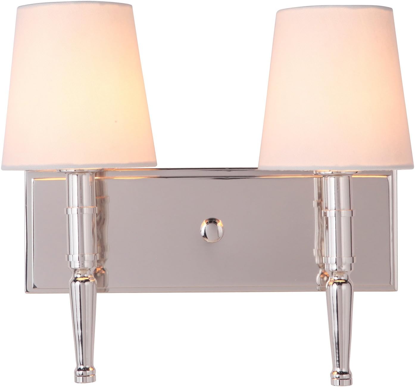 Craftmade 44602-PLN Ella Linen Vanity Wall Lighting, 2-Light, 120 Watts, Polished Nickel (14" W x 12" H)
