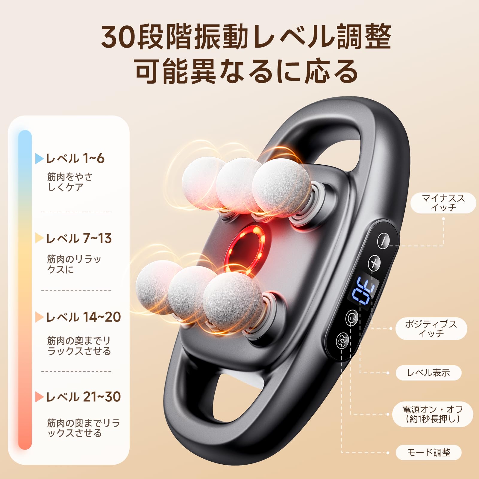 新品　筋膜リリースガン　S6　6000mAh大容量(12時間以上連続使用) Amazon | Tiamo 筋膜リリースガン 6倍効率の 筋膜リリース 4つの振動