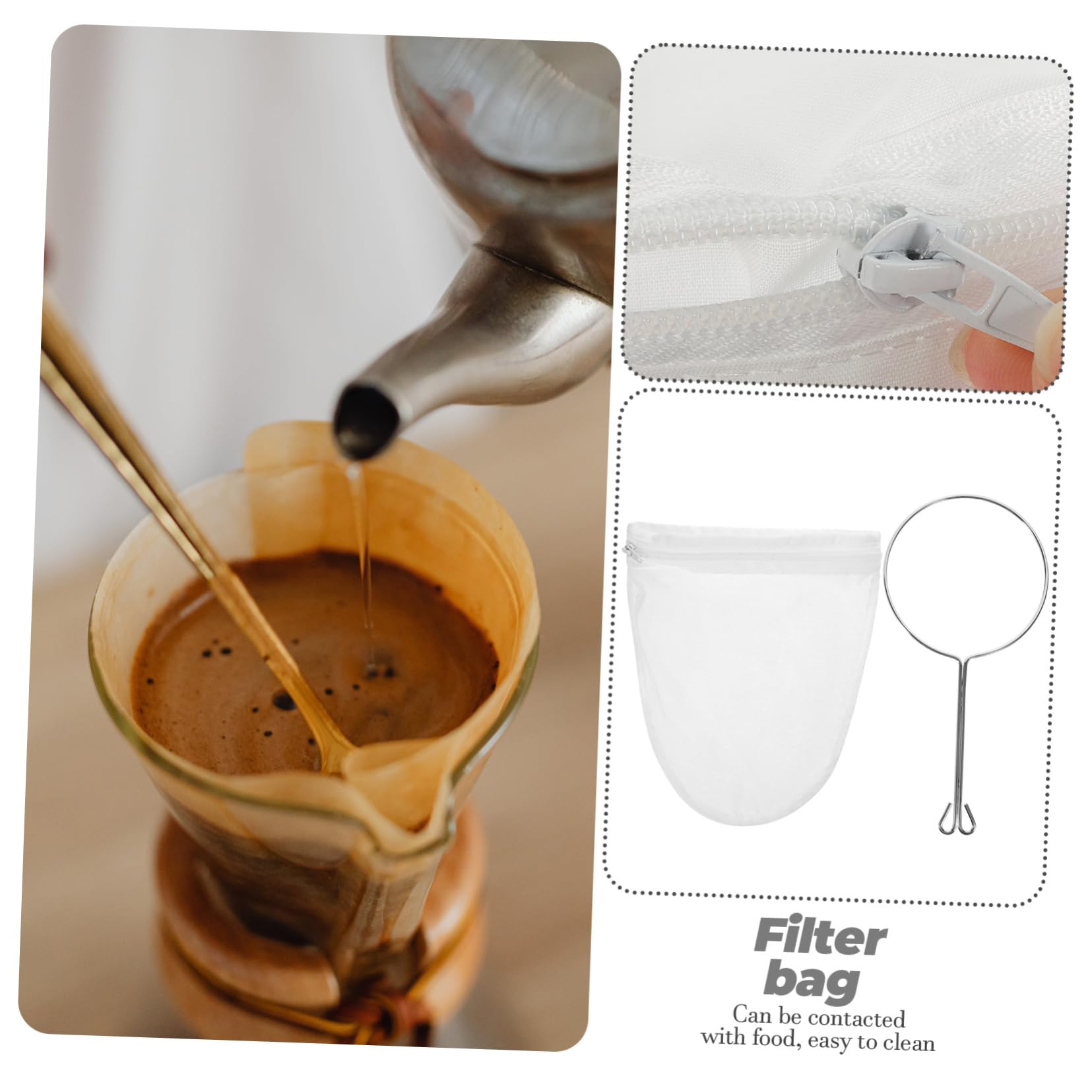 Bolsa de Filtro Reutilizable con Aro de Acero Inoxidable de Malla Fina 1