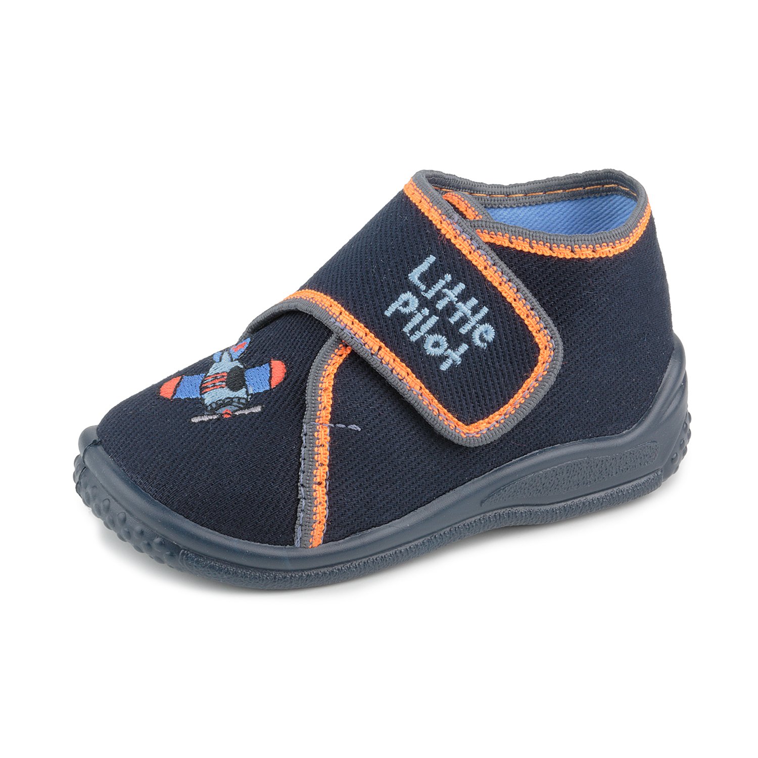 ZetpolFilip 584 Toddler Boys' Navy Blue Hook-and-Loop Natural Canvas Slip-On