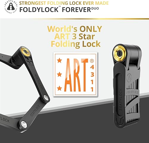 Miniatura 5 de Seatylock FoldyLock Forever - Juego de candados plegables para bicicleta, patentados, 2 cerraduras de bicicleta a juego con 6 llaves idénticas,