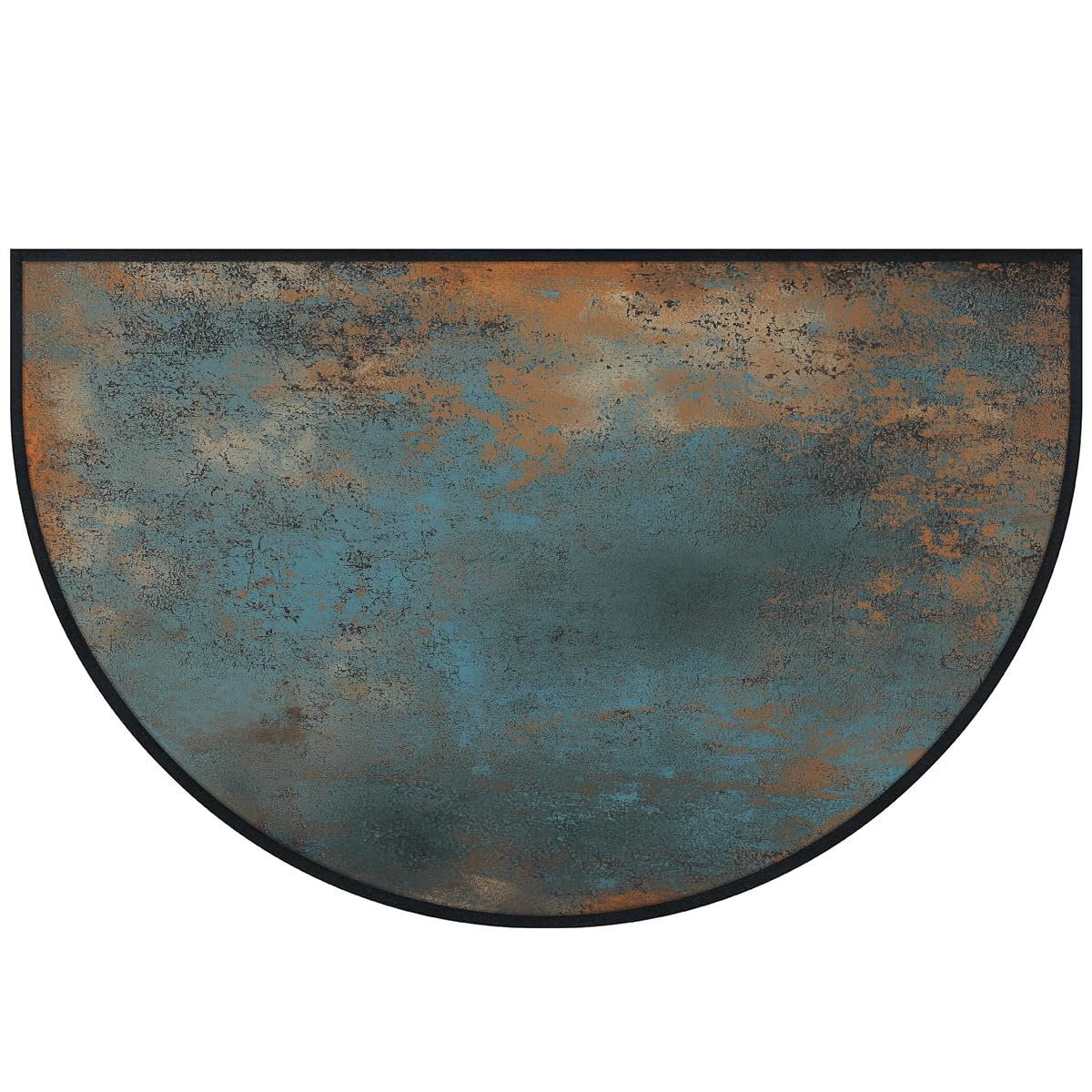 Tapis de porte demi-cercle 100x160 lavable antidérapant effet métal rouille