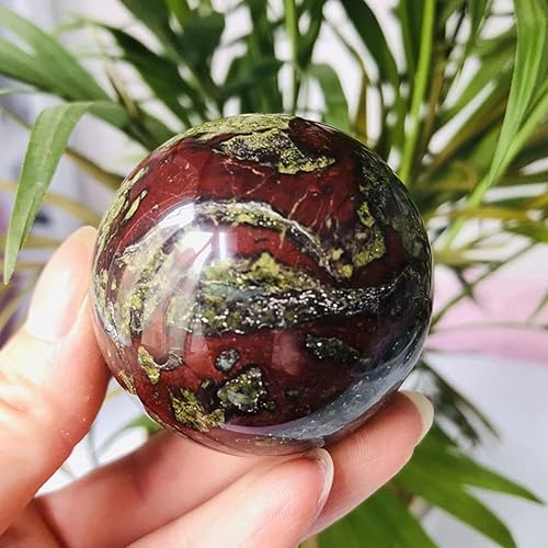 Miniatura 4 de AMNOOL Esfera de jaspe de sangre de dragón natural, bola de cristal de cuarzo, adorno curativo, bola de piedras preciosas, esfera, escultura de