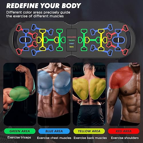 Miniatura 2 de Portable Home Gym Workout Equipment, Push Up Board, Pilates Bar & Fitness Accessories with Resistance Bands for Upper Body Strength Training Full