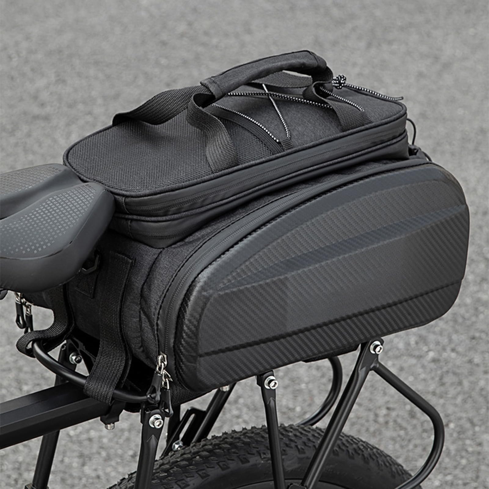 Borsa da bici per portapacchi posteriore Borsa da sella per bicicletta per mountain bike e viaggi - Portaoggetti per ciclismo di grande capacità non espandibile da 11 litri con (Nero 31L