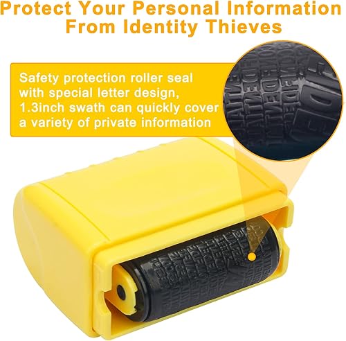 Miniatura 10 de AHIER Sellos de rodillo de protección de identidad incluidos, paquete de 6 recambios de tinta, sello de rodillo confidencial para prevención de robo