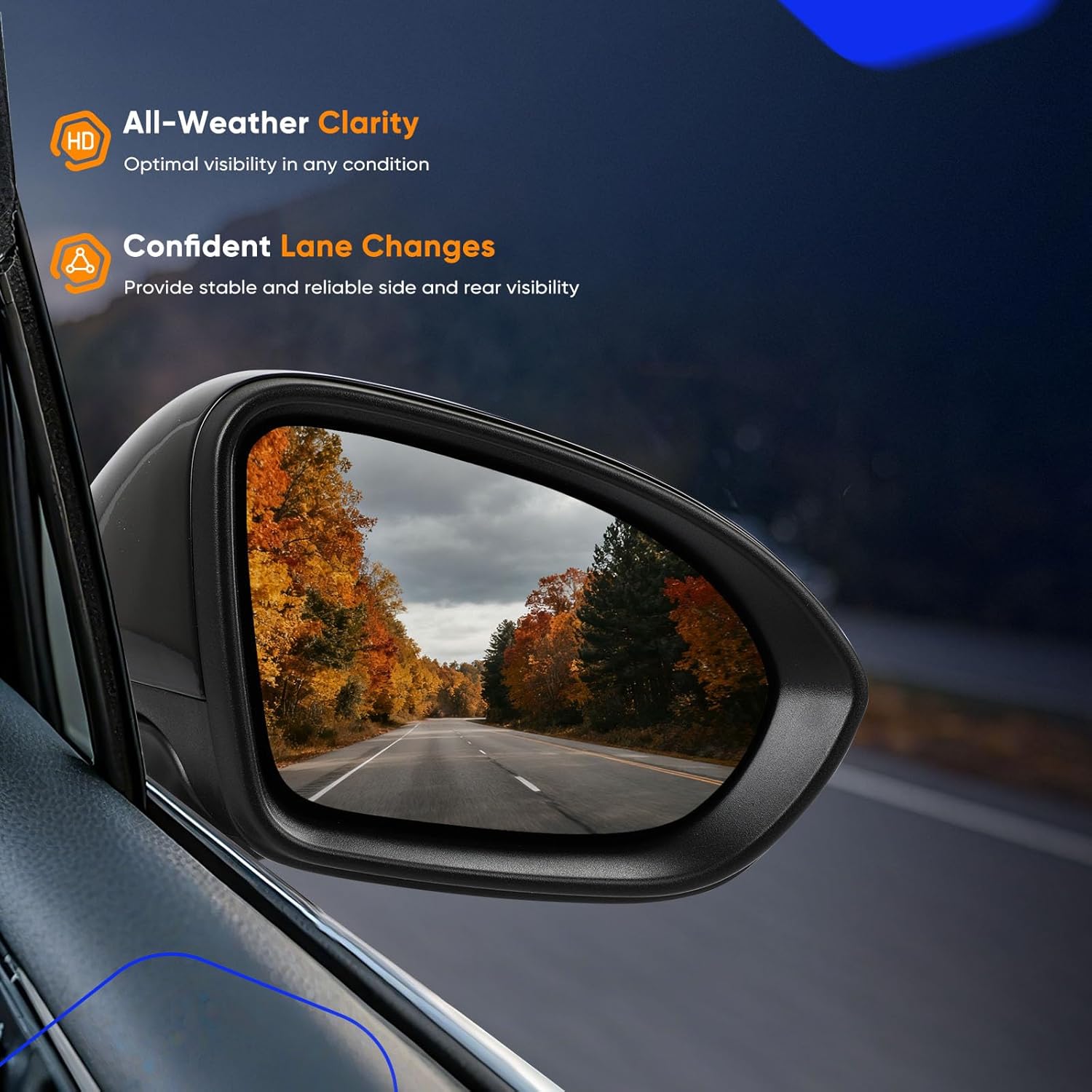 ECCPP Exterior Mirrors Replace with 2016-2019 For Chevy For Cruze Passenger Side GM1321541