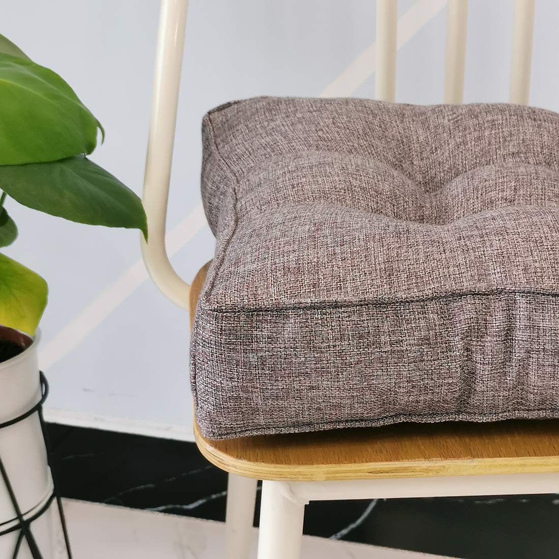 Cojín de Silla Cuadrado de Lino sintético, Cojines de Silla firmes y Suaves, Asiento cómodo para Oficina, hogar o automóvil, 20 x 20 Pulgadas, Gris
