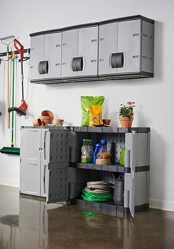 Miniatura 15 de Rubbermaid Freestanding Storage Cabinet with Doors 18"D x 36"W x 37"H Medium Gray/Black Two-Shelf Lockable Cabinet for Indoor/Outdoor/Garage Storage