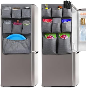 15 Ekstra Büyük Cepli Mini Buzdolabı Düzenleyici 65 x 12.6 Çoğu Ev Buzdolapları için Mini Buzdolabı Aksesuarları Yurt, Ofis, Mutfak, Ev, Okul, Diğer Günlük Eşyalar için (Gri)