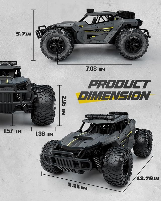 Tecnock 1:16 RC Monster Truck 2.4GHz LED világítással, terepjáró távirányítós autó 60 perc játékidővel