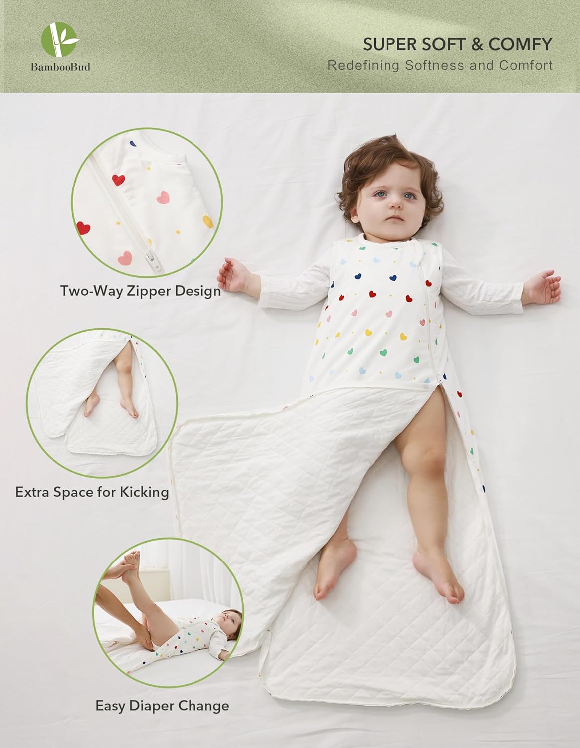 Baby Sleeveless Sleep Bag Newborn Sleep Sack 1.0 TOG Boys Girls Sleeping Sack Unisex Rayon Wearable Blanket