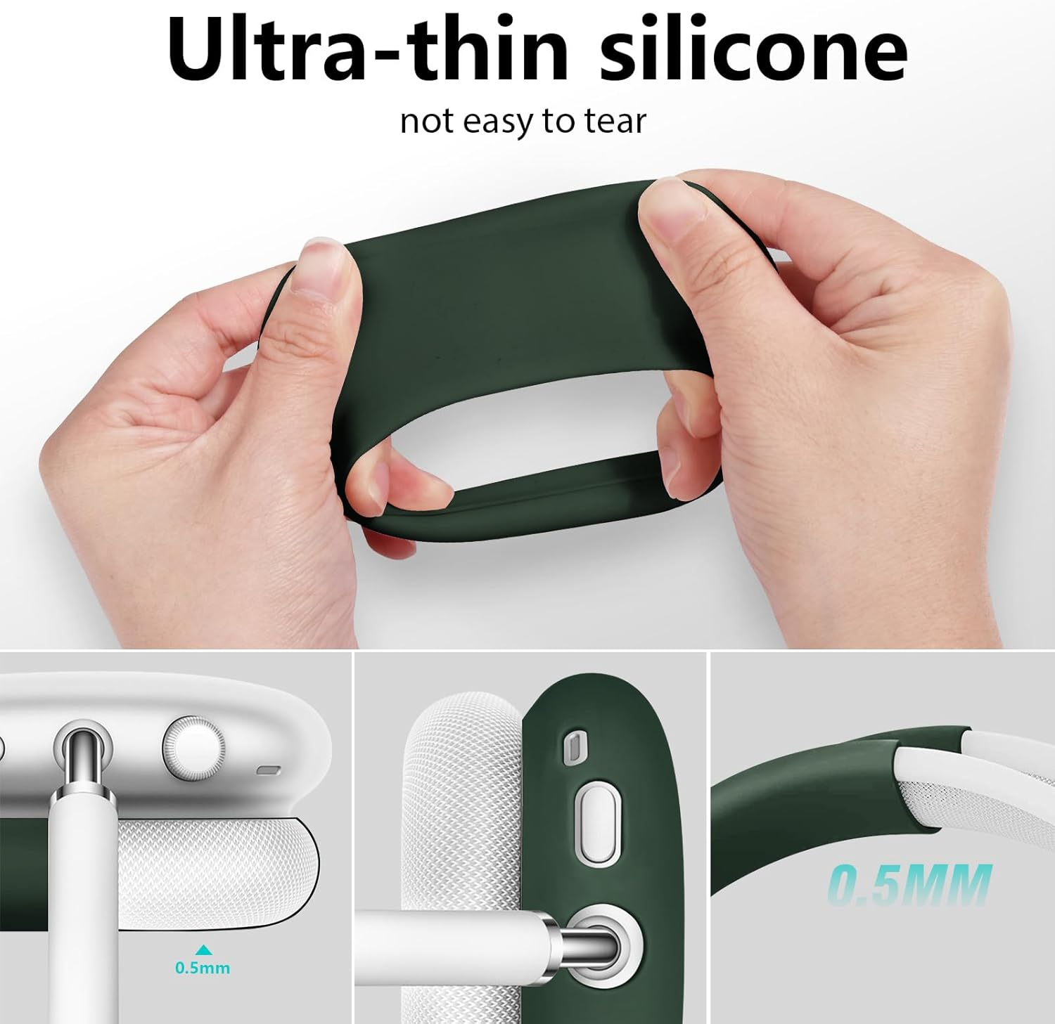 Filoto Case for AirPods Max - Ear Pad & Headband Cover for Apple AirPods Max (USB-C/Lightning), Silicone Accessory Case (Midnight Green) - Image 5