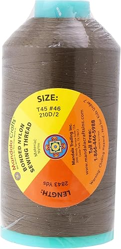 Miniatura 1042 de Mandala Crafts Hilos de coser resistentes de nailon consolidado, hilo para tejer jeans de cuero, hilos de tapicería marina al aire libre, Beige