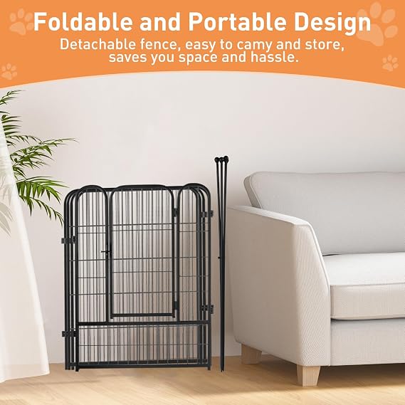 Dog Playpen 32 Inch Ideal Dog Fence for Small and Medium Dogs Indoor & Outdoor Bliss, Perfect Dog Pen for Camping, Yard, RV, Garden Fence, Black (Black, 32in, 12)