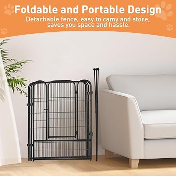 Dog Playpen 32 Inch Ideal Dog Fence for Small and Medium Dogs Indoor & Outdoor Bliss, Perfect Dog Pen for Camping, Yard, RV, Garden Fence, Black (Black, 32in, 12)