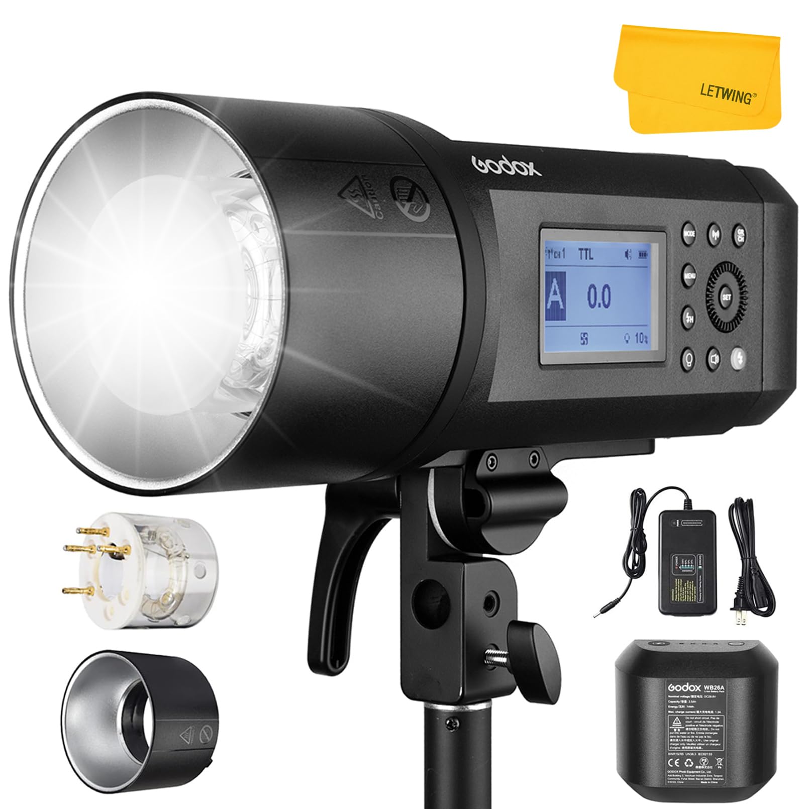 Godox AD600Pro 600Ws TTL Built-in 2.4G Inalámbrico X Sistema HSS All-In-One Outdoor Flash Con Li-on Batería Compatible con Canon E-TTLII, Nikon i-TTL, Sony, FUJIFILM, Olympus, Panasonic
