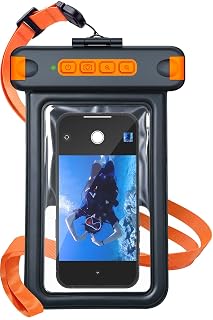 IP68 Bluetooth Shutter Waterproof Phone Pouch Case,Floating,Black | Hands-Free Photo & Video Underwater Control.Large Waterproof Phone Case Universal Fit for 8.5" Phone(iPhone Samsung Google) - Amazon product rated Grade B