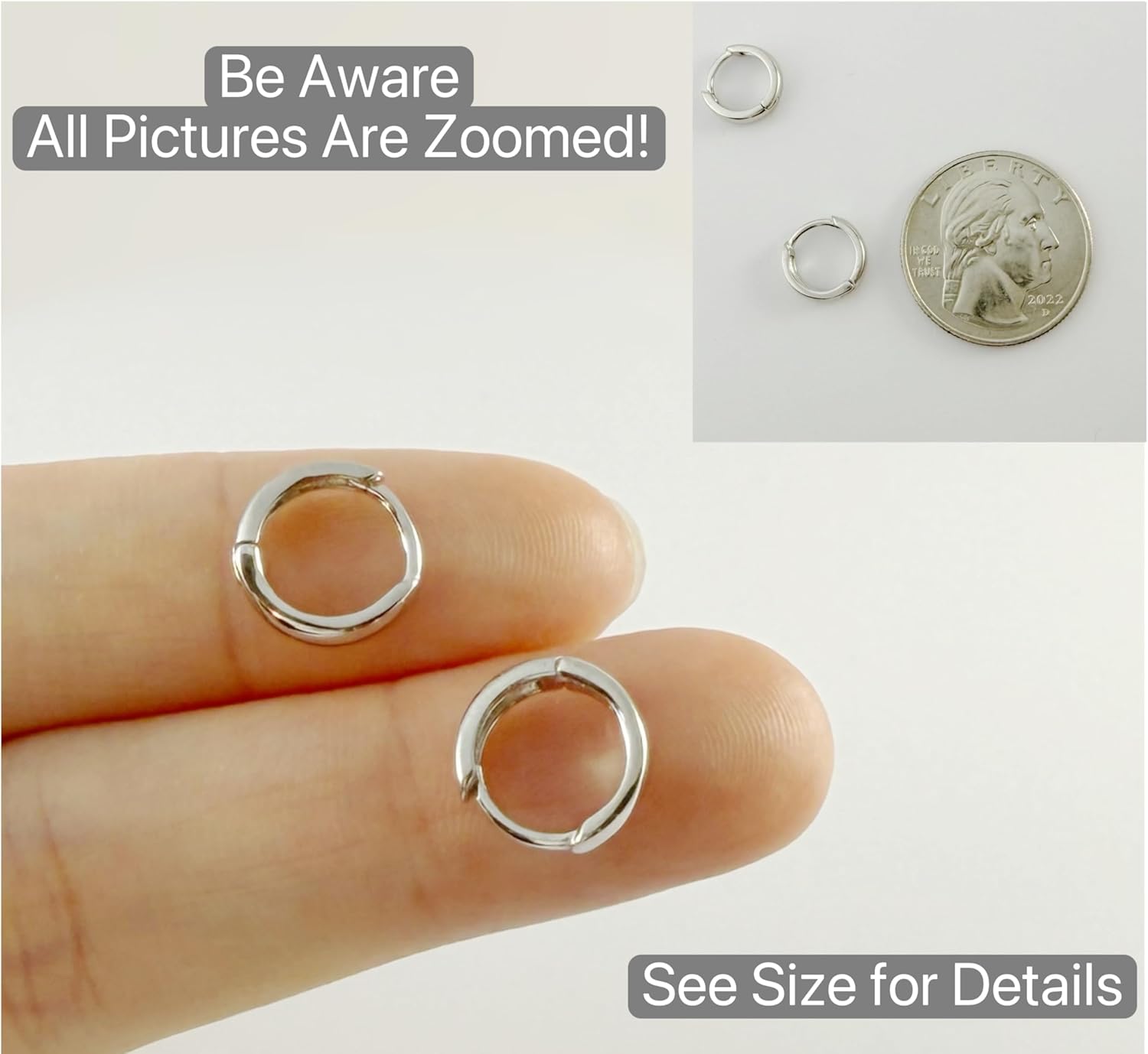 Wide Plain Huggie Earrings for Women Men 925 Sterling Silver Hypoallergenic Hinged-Hoop (Sold as Pair) Helix Cartilage Earlobe Silver Plain Hoops Classic Huggie Earrings