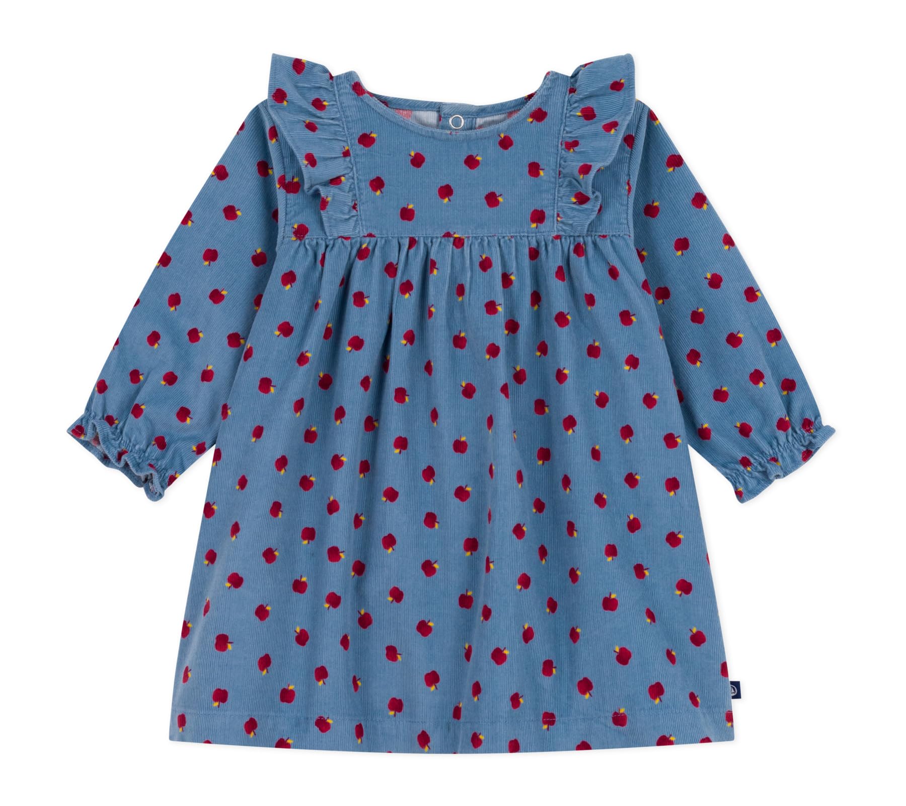 Petit Bateau Robe bébé en Velours côtelé Manches Longues imprimée Pommes