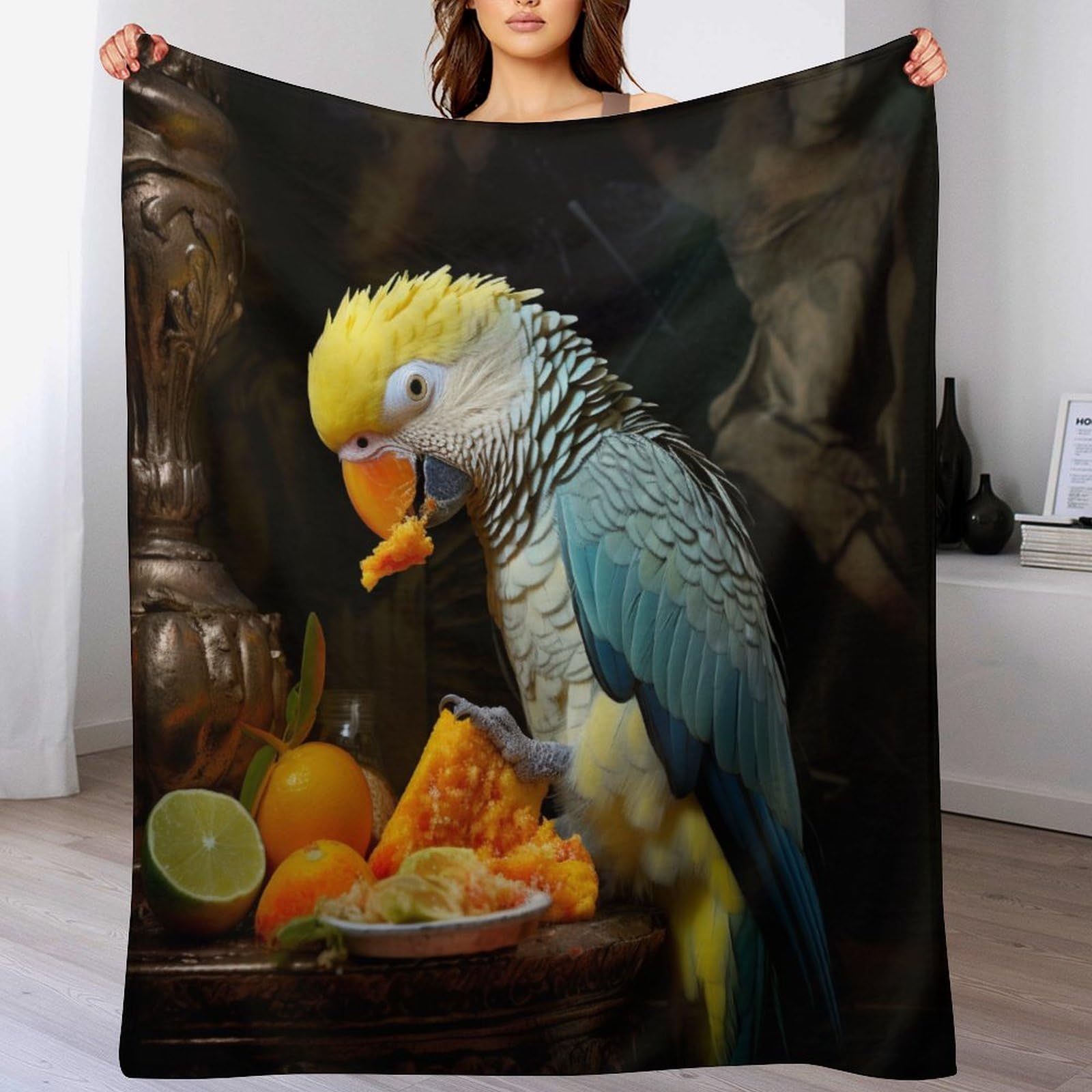 Couverture polaire perroquet pour vos soirées cocooning au salon