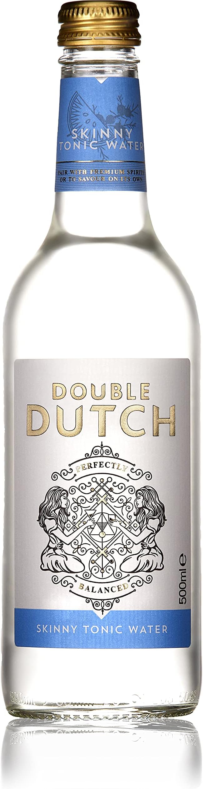 Double Dutch Skinny Tonic Water, Low Calorie Perfect Mixer for Cocktails, No Artificial Colours Preservatives or Flavours, 500ml Bottles (Pack of 8)