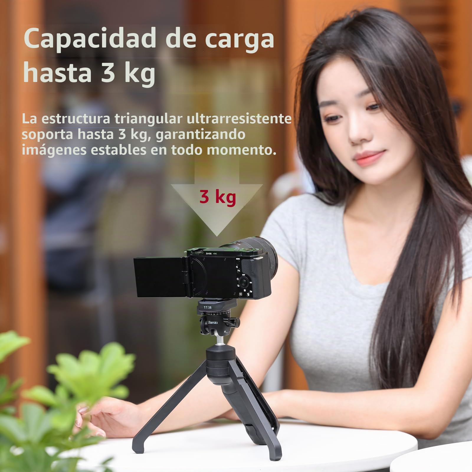 ULANZI TT38 Trípode Vlog Mini de Sobremesa con UKA y F38 Liberación Rápida, Capacidad de Carga 3kg, Compatible con Sony a7c, Nikon z30 y FUJIFILM X-S20/X-S10