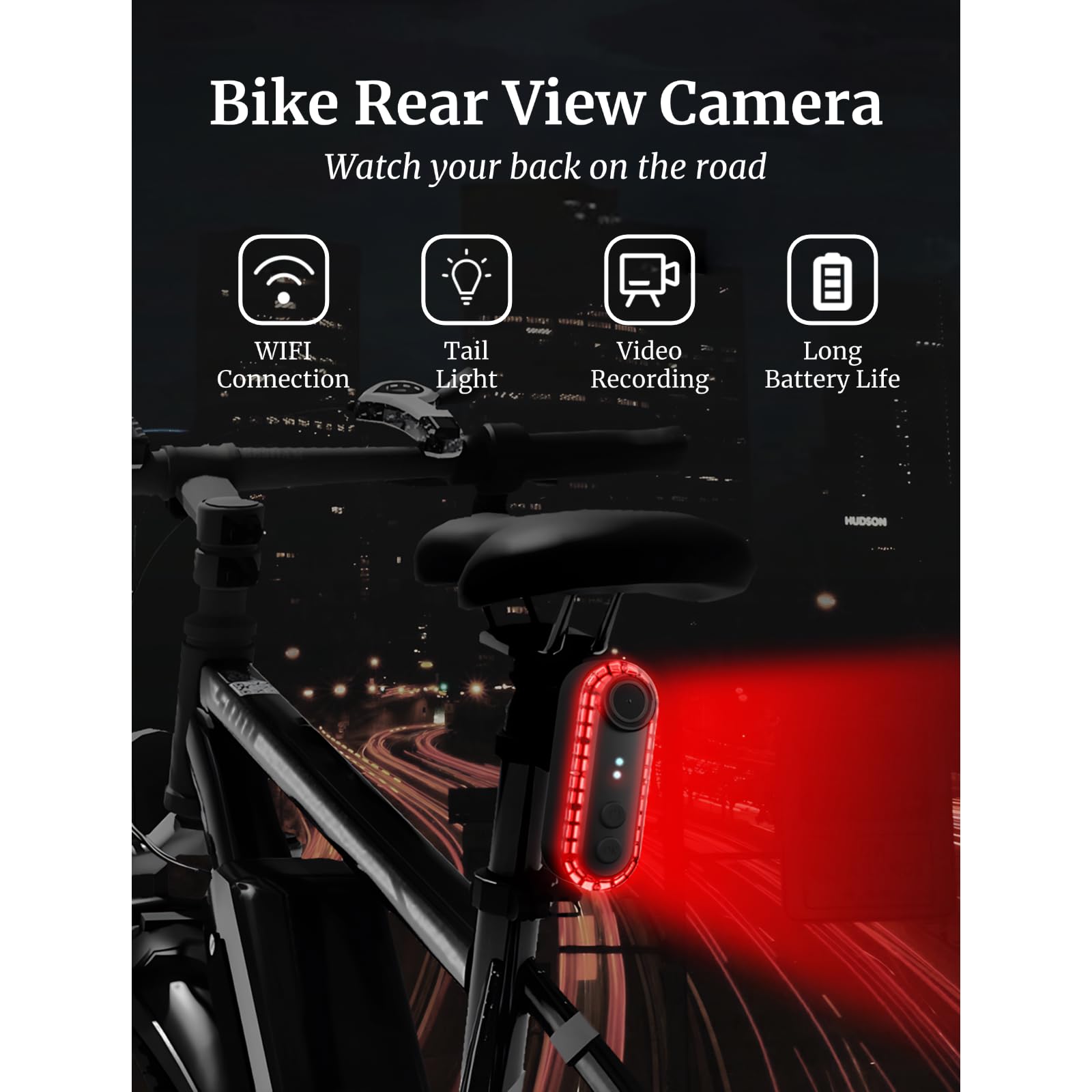 Wisoqu Rear View Camera, DV Camera Taillight, 1080P 150° | Rechargeable | 3500mAh Battery Up to 8 Hour Runtime | IPX6 Waterproof Safety Rear Light
