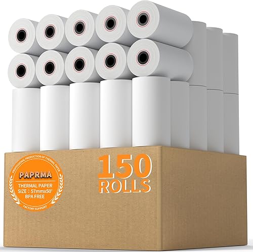 Miniatura 16 de Rollos de papel térmico de 2 1/4" x 50' para recibos POS, papel de caja registradora para máquinas de tarjeta de crédito (200 rollos)