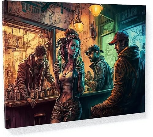 Sense Canvas Bar Urban Graffiti 1 - Lienzo decorativo para decoración del hogar, póster grande de 40 x 30 pulgadas, 0.75 pulgadas