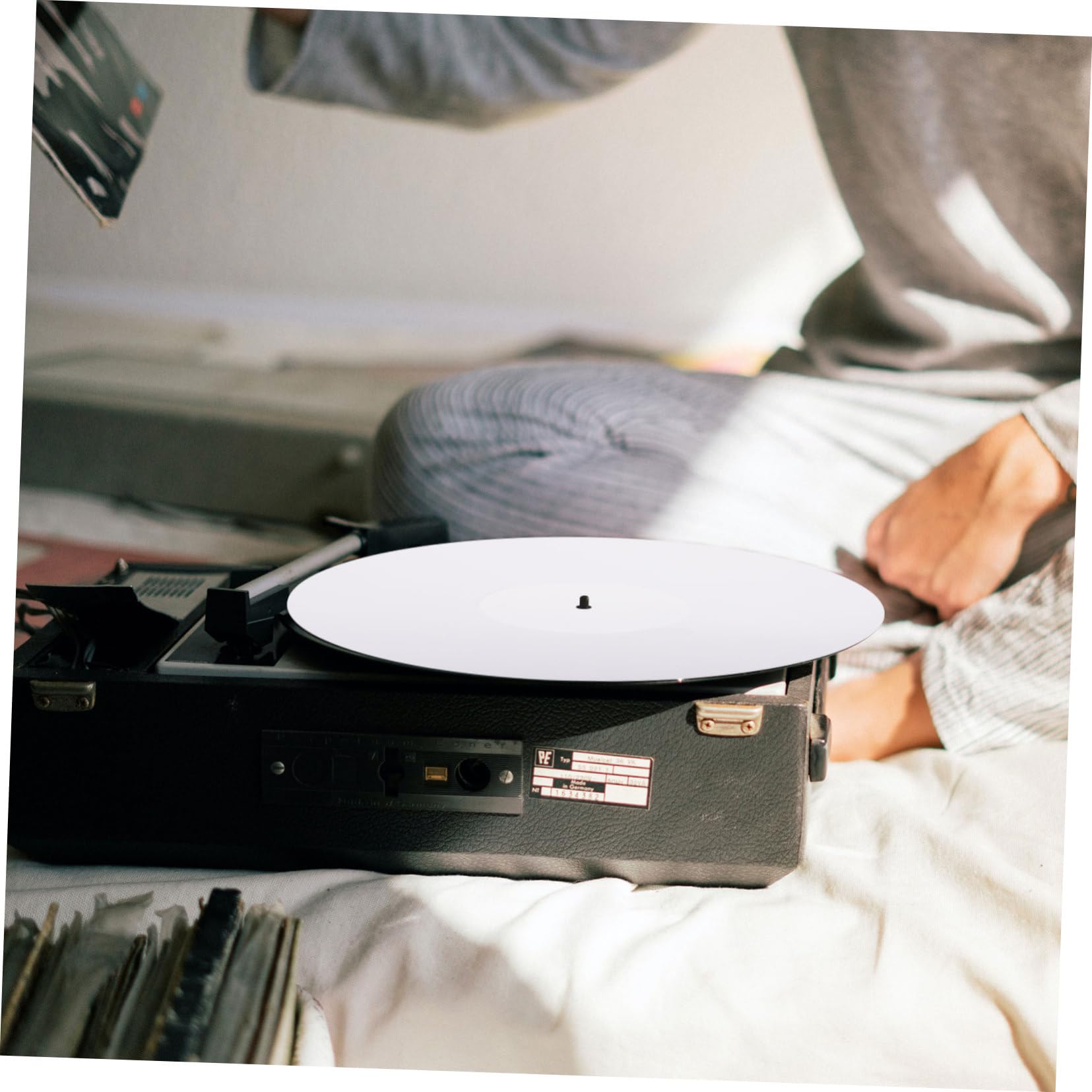 Tappetino per Dischi in Acrilico 3mm 12 Pollici Bianco | Giradischi e Record Player, Cuscinetto Protettivo per Vinile, Accessorio Singolo