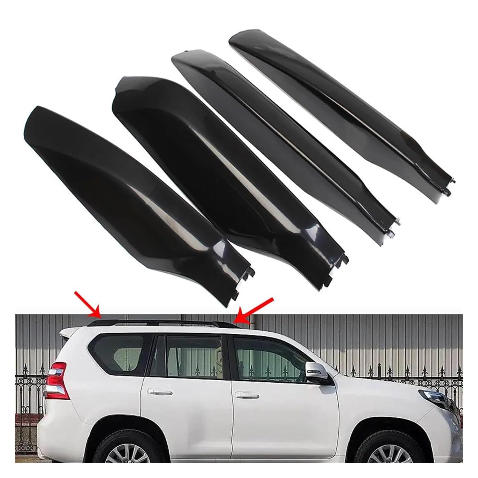 Dachrelings 4 Teile/Satz Dach Rack Schiene Ende Abdeckung Shell Ersetzen Für Toyota Für Land Für Cruiser Für Prado 150 Für FJ150 2010-2018 Auto Zubehör Dachträger
