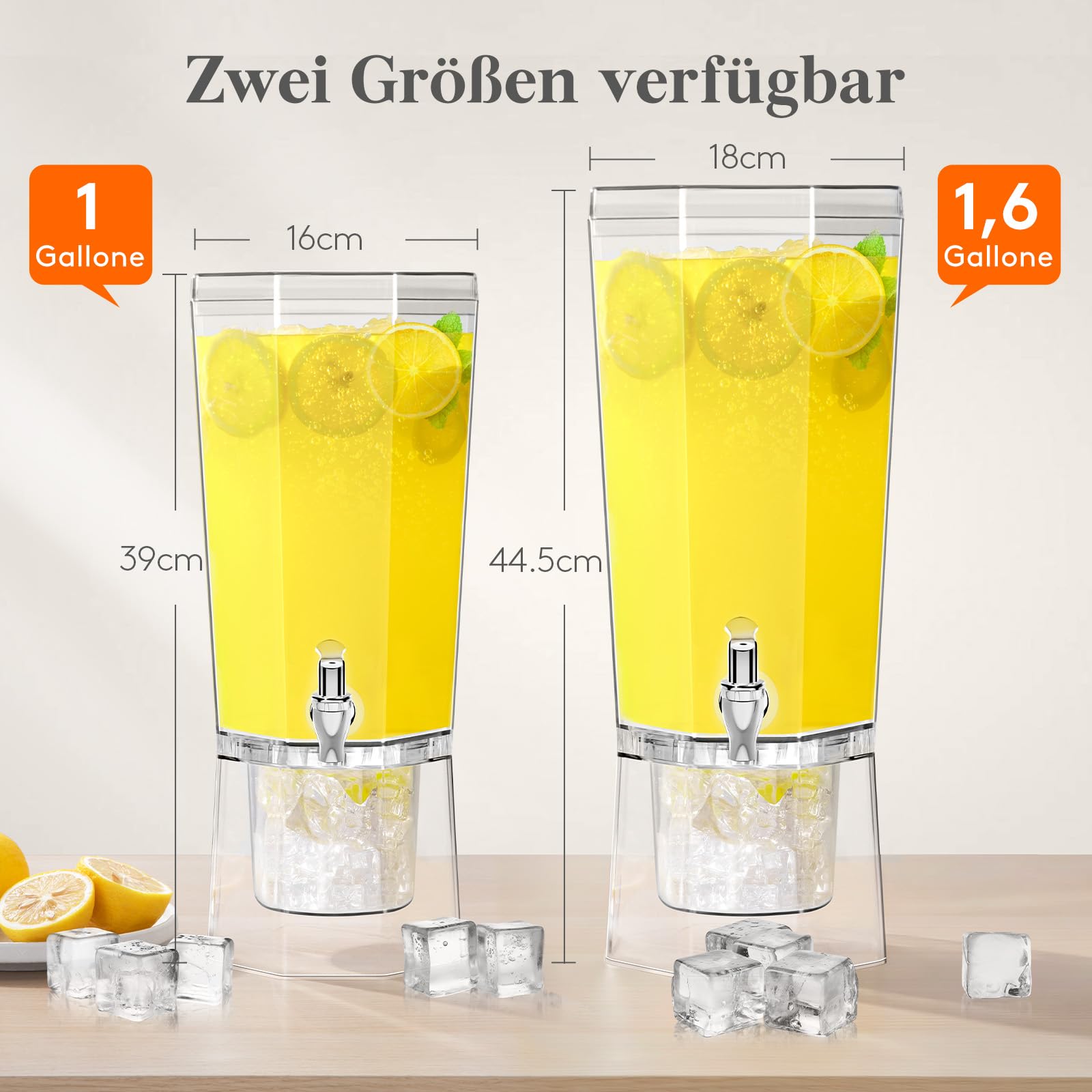 Lifewit 4L Getränkespender mit Zapfhahn, Kunststoff Drink Dispenser mit Ständer für Cocktails Saft Wasser Getränke, Beverage Dispenser mit Schild für Party Hochzeit Events, 2 Stück, 39 x 16 cm/15x6"