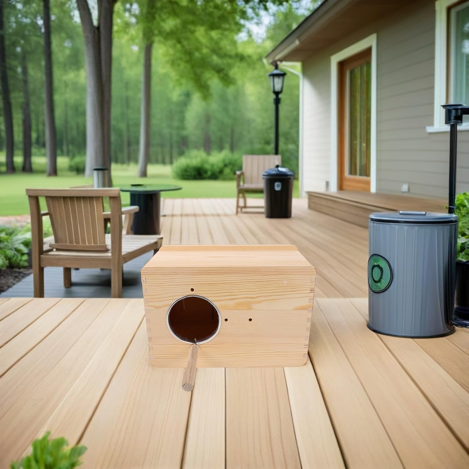 FRCOLOR Wooden Cockatiel Breeding Nest Box with Viewing Window, Large Horizontal Parrot Nesting Shelter 10"x7"x5.9" for Small Parrots and Lovebirds, Warm Bird Incubation Box for Cage Use