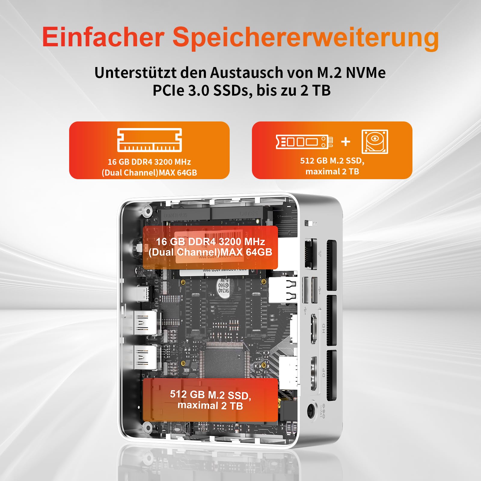 AWOW Mini PC AMD Ryzen 5 7430U (6 rdzeni, do 4,3 GHz), 16 GB DDR4, 512 GB PCIe 3.0 SSD, karta graficzna Radeon, wyświetlacz 4K 1000 m LAN, WiFi 6, BT 5.2
