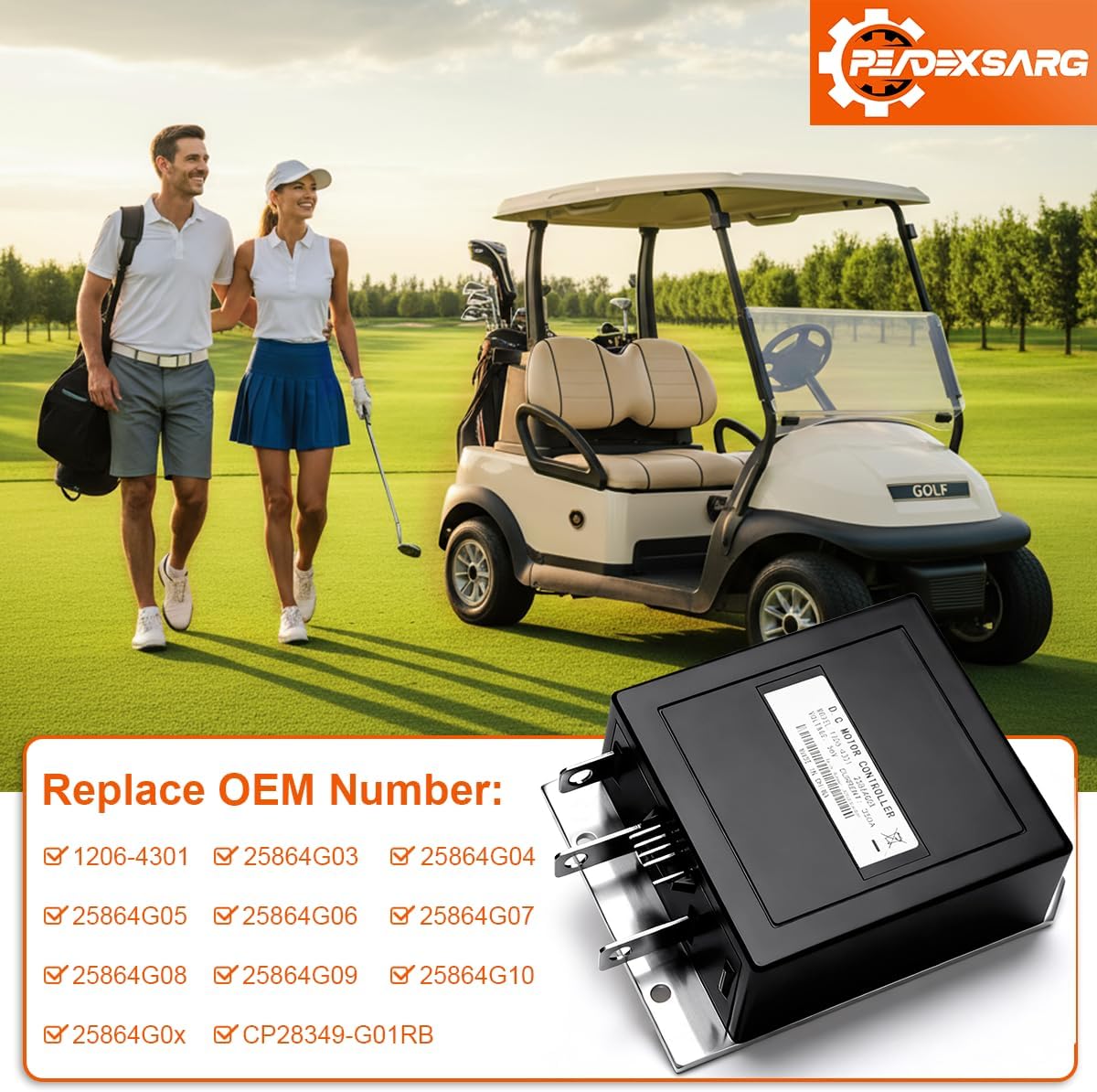1206-4301 Speed Controller 36V 350A 5Pin Compatible with Curtis EZGO TXT and MED Golf Cart with ITS Throttle Input 1994-2019 DC Motor Control System 25864G05 25864G09 25864g03
