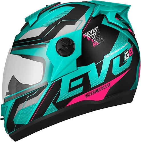 CAPACETE FECHADO PRO TORK EVOLUTION 788 G8 EVO FOSCO VERDE TURQUESA - PINK TAM. 58
