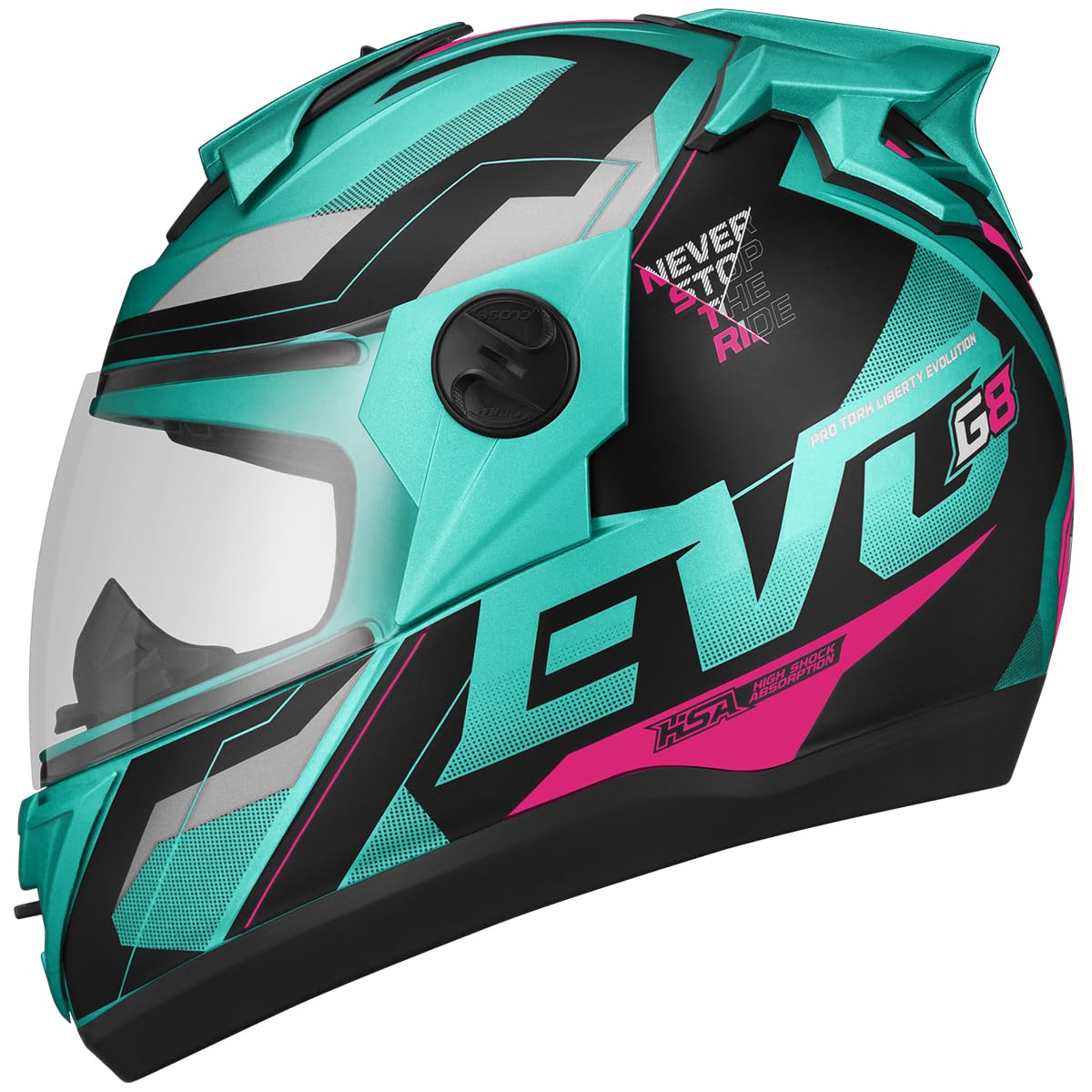 CAPACETE FECHADO PRO TORK EVOLUTION 788 G8 EVO FOSCO VERDE TURQUESA - PINK TAM. 58