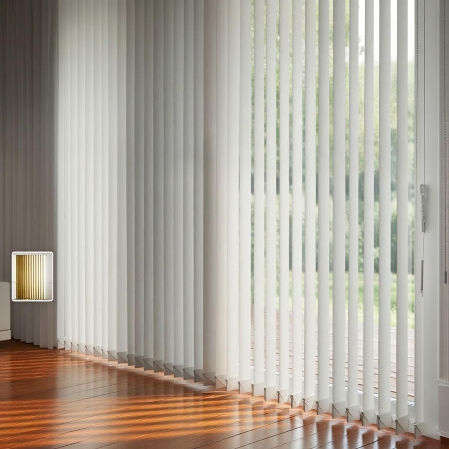 Vertical Blinds for Sliding Door Blinds, Blackout Patio Doors Vertical Shades & Blinds, Reversible Stack Left/Right, White, for Patio Doors & Large Windows for Home or Office(44" W x 118" H)