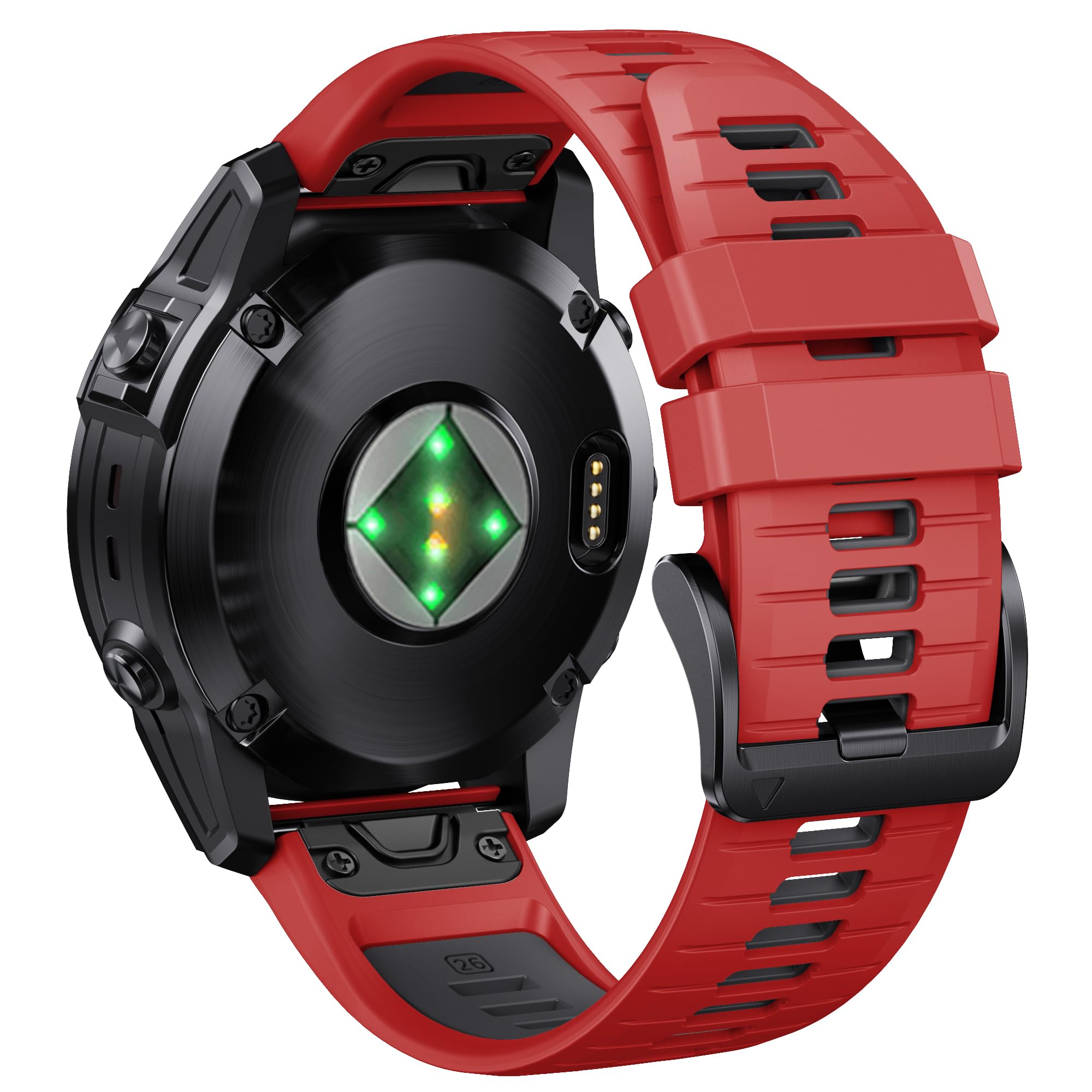 NotoCity for Fenix 7X Pro/6X Pro Band for Fenix 6X Strap Fenix 7X Band 26mm Width Fenix 5X Plus Wristband for Descent Mk2i/tactix Delta/tactix 7 Pro/tactix 7 AMOLED Soft Silicone Watch(Red-Gray)