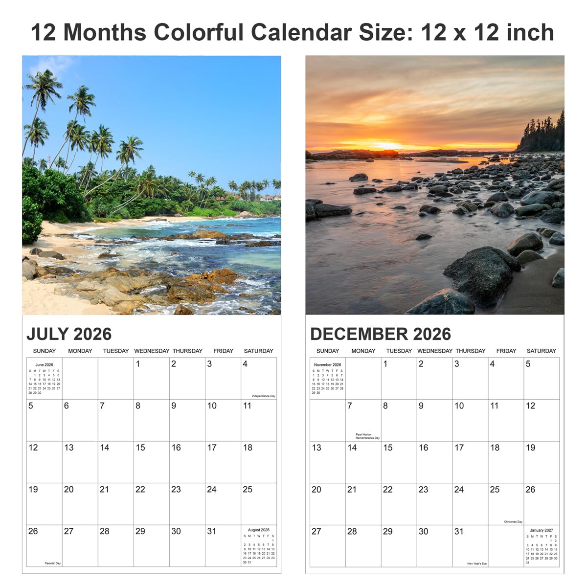 Calendrier Mural 2026 Annuel Complet 2026 - Planificateur Annuel Familial Pour La Maison