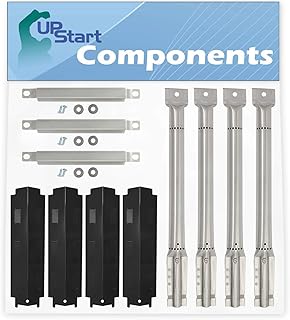 3 BBQ Grill Burner Crossover Tube & 4 Heat Shield Plate Tent & 4 Tube Burner Replacement Parts for Kenmore 415.16123801 - Compatible Barbeque Carry Over Channel Tube & Flavorizer Bar & Pipe Burners