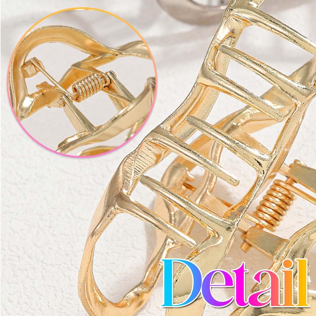 Reaky Hair Claw Clips Gold Metal Hair Clip Medium Claw Clips Hair Accessories for Women, 1 count (Pack of 2) - Image 4