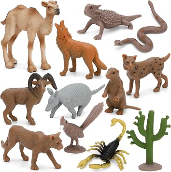 ONEST 12 Pieces Mini Animals Figurines Wildlife Animal Figures Sets Figurines of Desert Animals Sets for Party Supplies