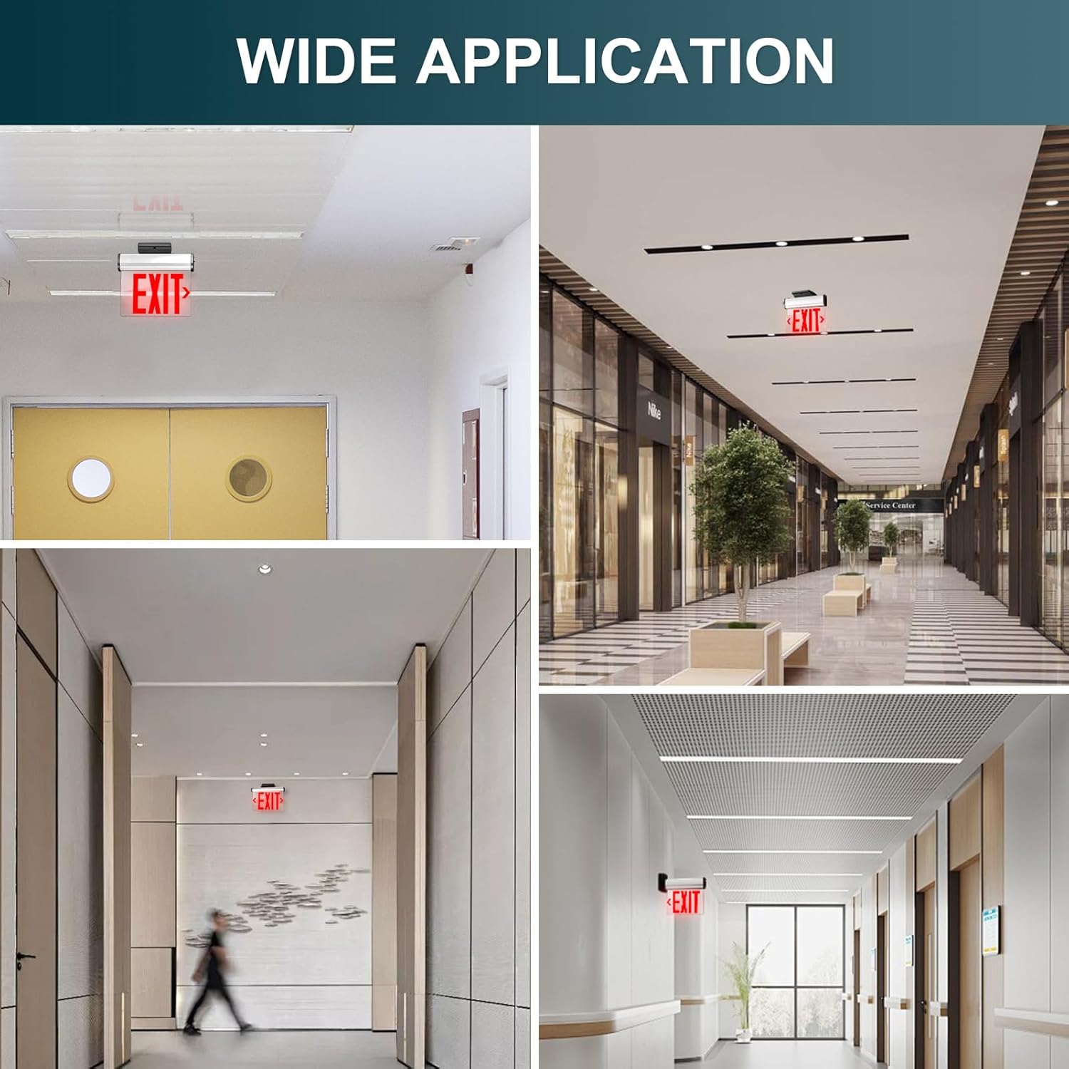 Red Led Edge-Lit Exit Sign, Single Sided Acrylic Clear Panel Led Exit Sign,Hardwired Emergency Exit Signs For Business, Top/Side/Wall Mount