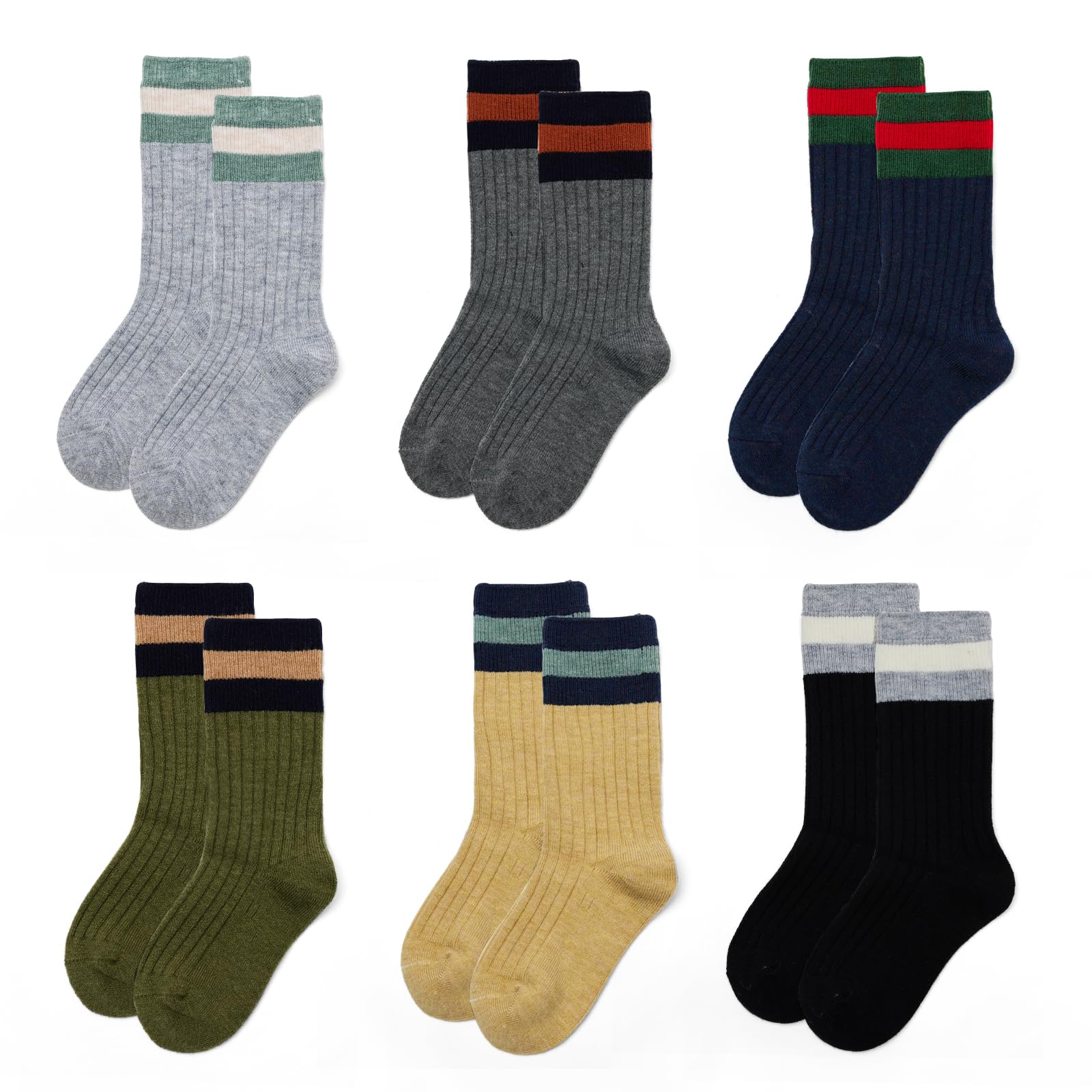 Calcetines de lana para niños, calcetines cálidos de invierno para niños, calcetines térmicos gruesos para niños, paquete de 6